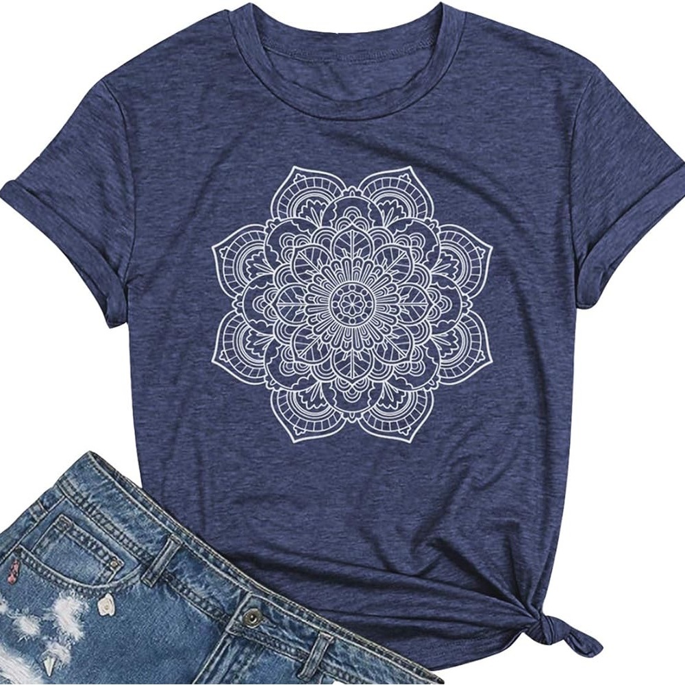 Heather Blue Mandala Graphic Tee